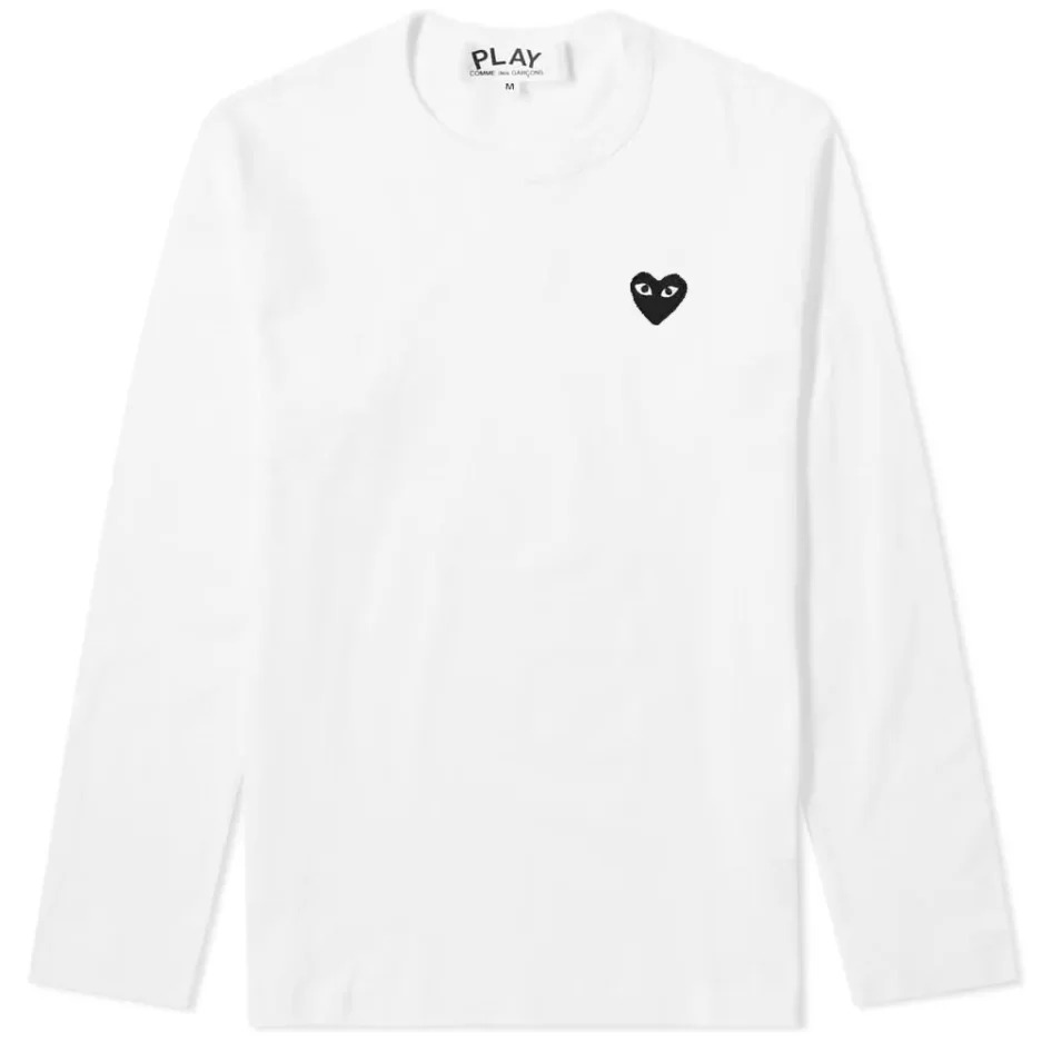 COMME-DES-GARCONS-PLAY-LONG-SLEEVE-TEE-WHITE-BLACK