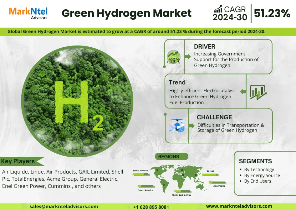 Green Hydrogen Market Opportunities: Exploring 51.23% CAGR Growth (2024-30)