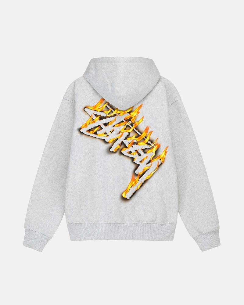 Stüssy Burning Stock Zip Hoodie Herren Schwarz