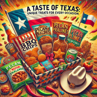 DALL·E 2024-11-09 04.23.53 - A vibrant thumbnail for an article titled 'A Taste of Texas_ Unique Treats for Every Occasion.' The image shows an assortment of iconic Texas snacks l (1)