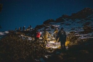 People trekking kedarkantha