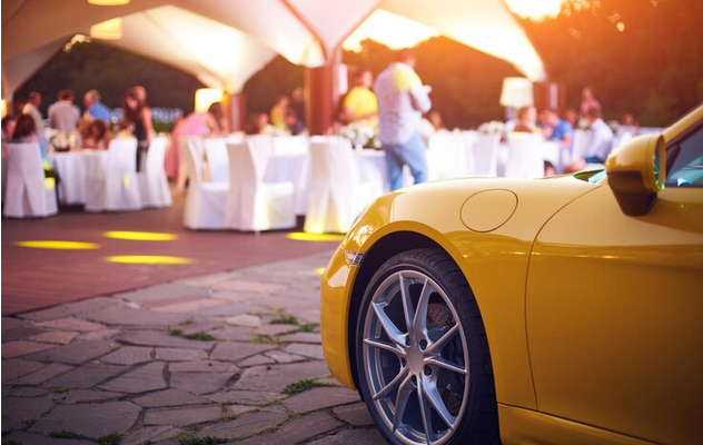 Screenshot 2024-11-21 at 15-31-29 Premium Photo Parked yellow luxury Car celebrating people on blurred background at sunset